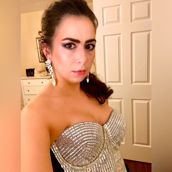 Akira stunning rhinestone corset/ bustier style crop top - Picture 1 of 8